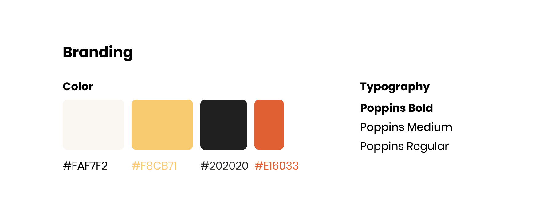 brand guide with colors and typography